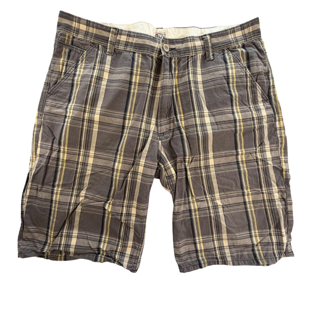 Levis Tab Twills Shorts Mens 40 Brown Plaid Cotton Chino 11 Inseam Casual Summer